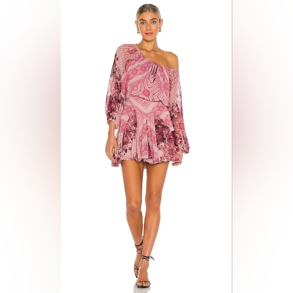 NWT Free People REVOLVE Seven Wonders Mini Dress in Dusty Rose Combo M $148